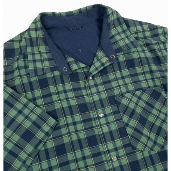 Club Ride Pearl Snap Shirt Men's Medium Green Plaid Outdoor Cycling Stretch - Picture 1 of 16